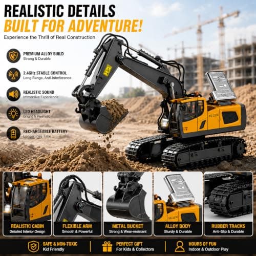 YIGONG YG231C 11-Channel RC Excavator 1:20 — Black Boom, 680° Rotation — view 2