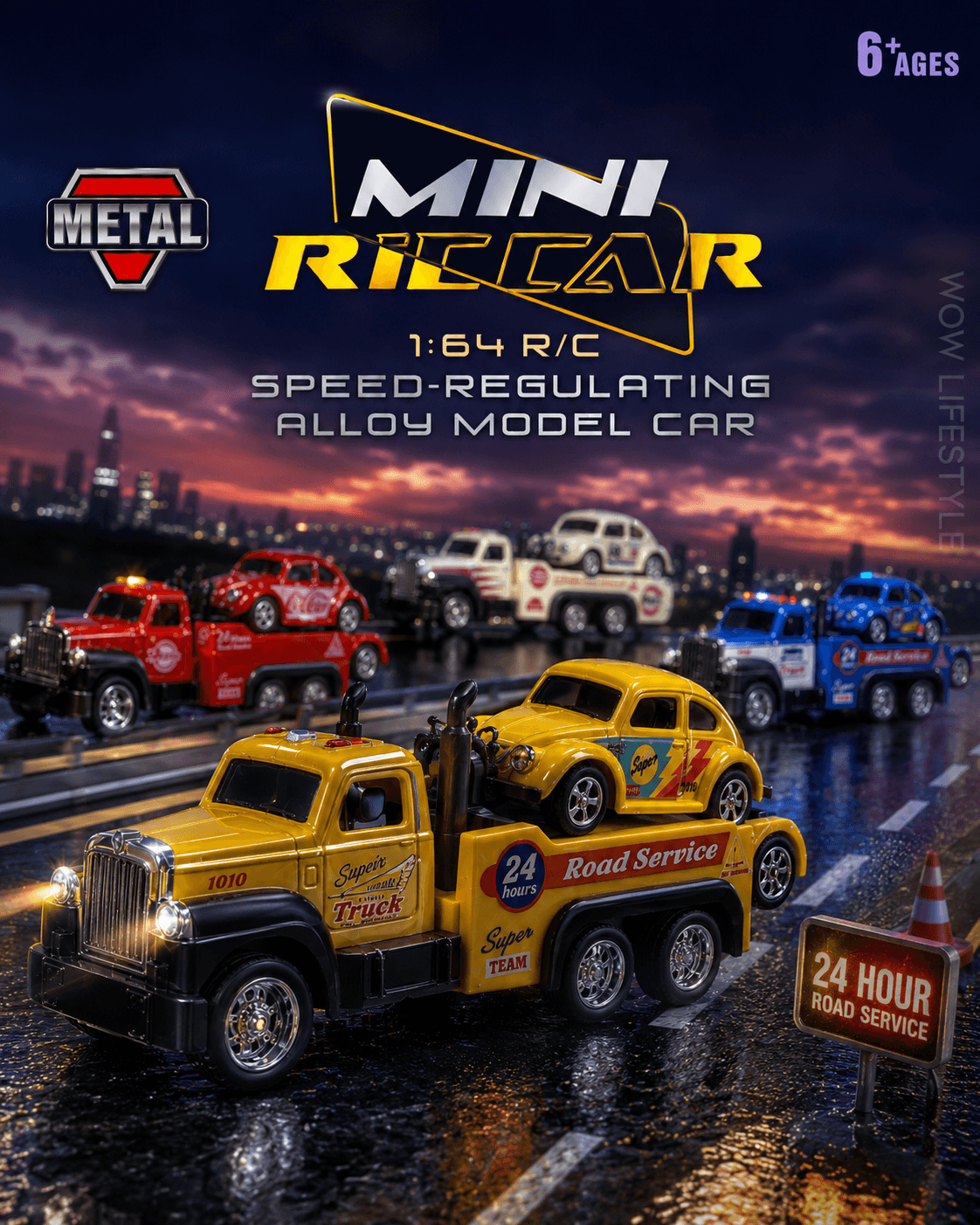 TRASPED 1:64 Alloy RC Tow Truck + Mini Car — Multicolor — view 3