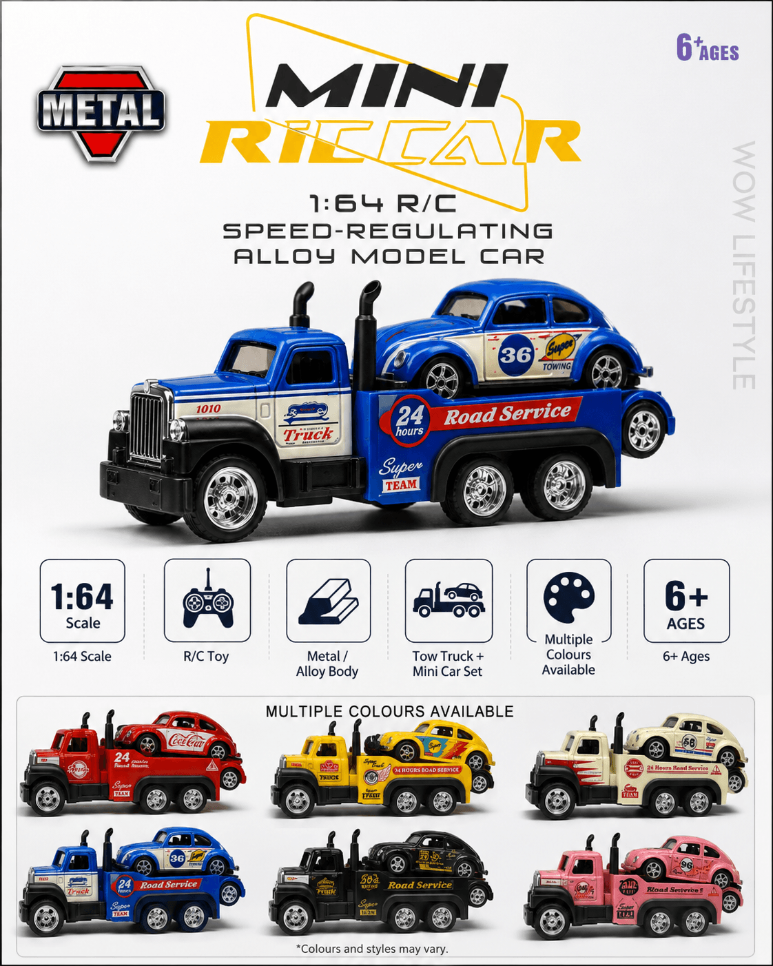TRASPED 1:64 Alloy RC Tow Truck + Mini Car — Multicolor — view 4