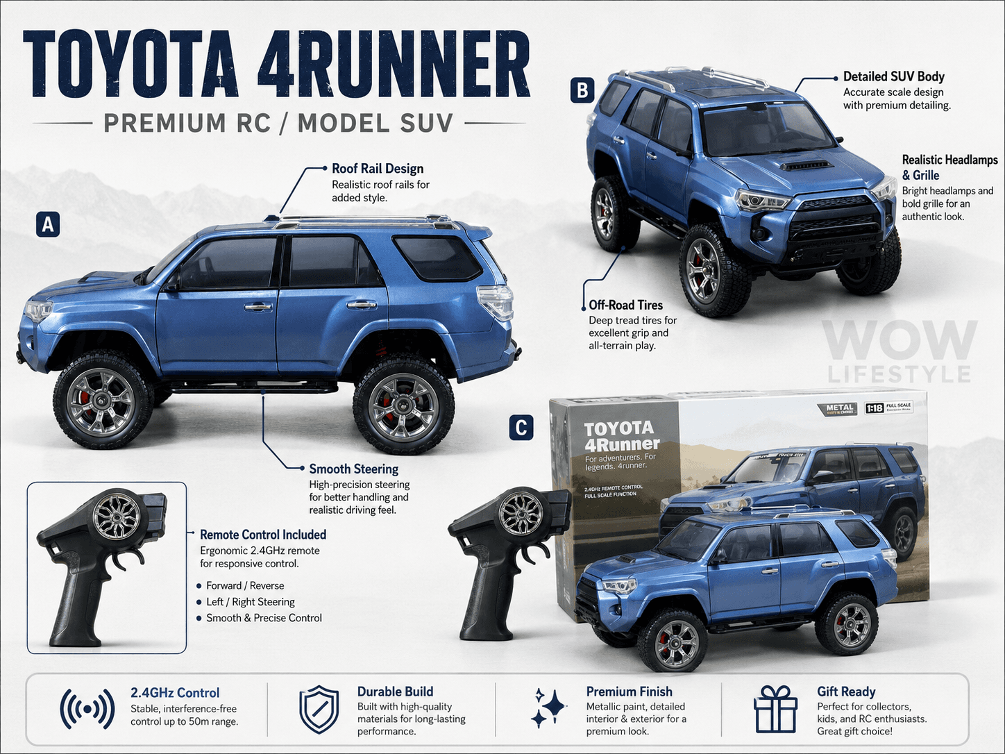 HGRC Toyota 4Runner 1:18 Metal Series RC Car — Officially Licensed
