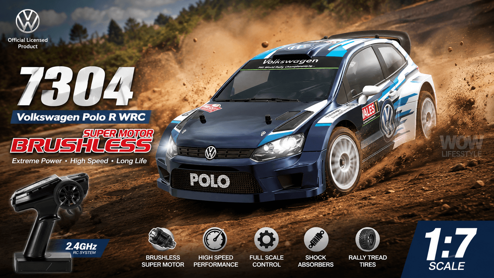 MJX Hyper Go 7304 VW Polo R WRC 1/7 Brushless 4WD Rally Car