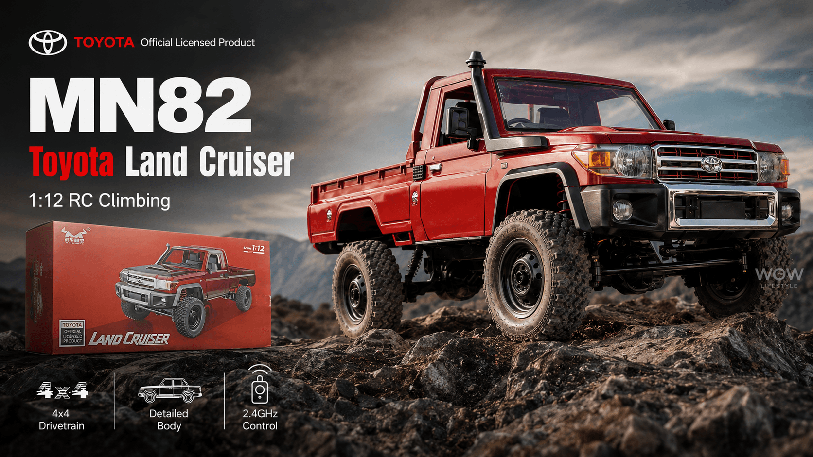 MN Model MN82 Toyota Land Cruiser LC79 1:12 4WD RC Pickup — Red Wine — view 5
