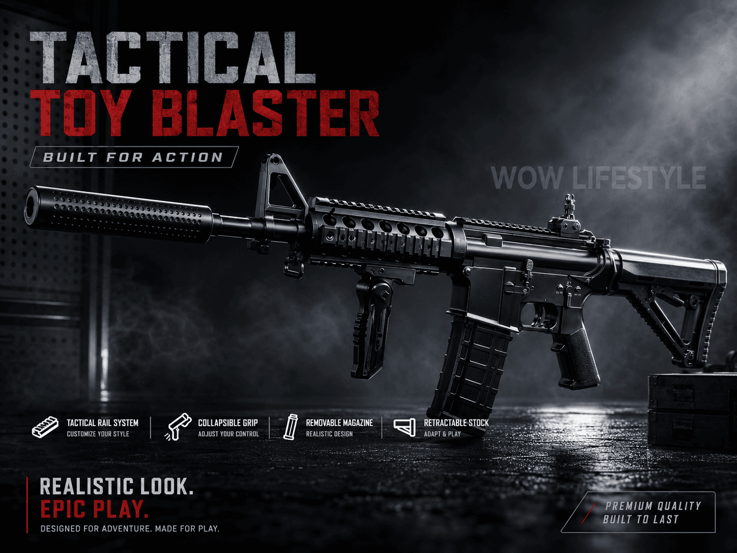 Tian Gong XS-1801 M4A1 Electric Full-Size Gel Blaster with Suppressor — 87 cm, Foregrip, 14+
