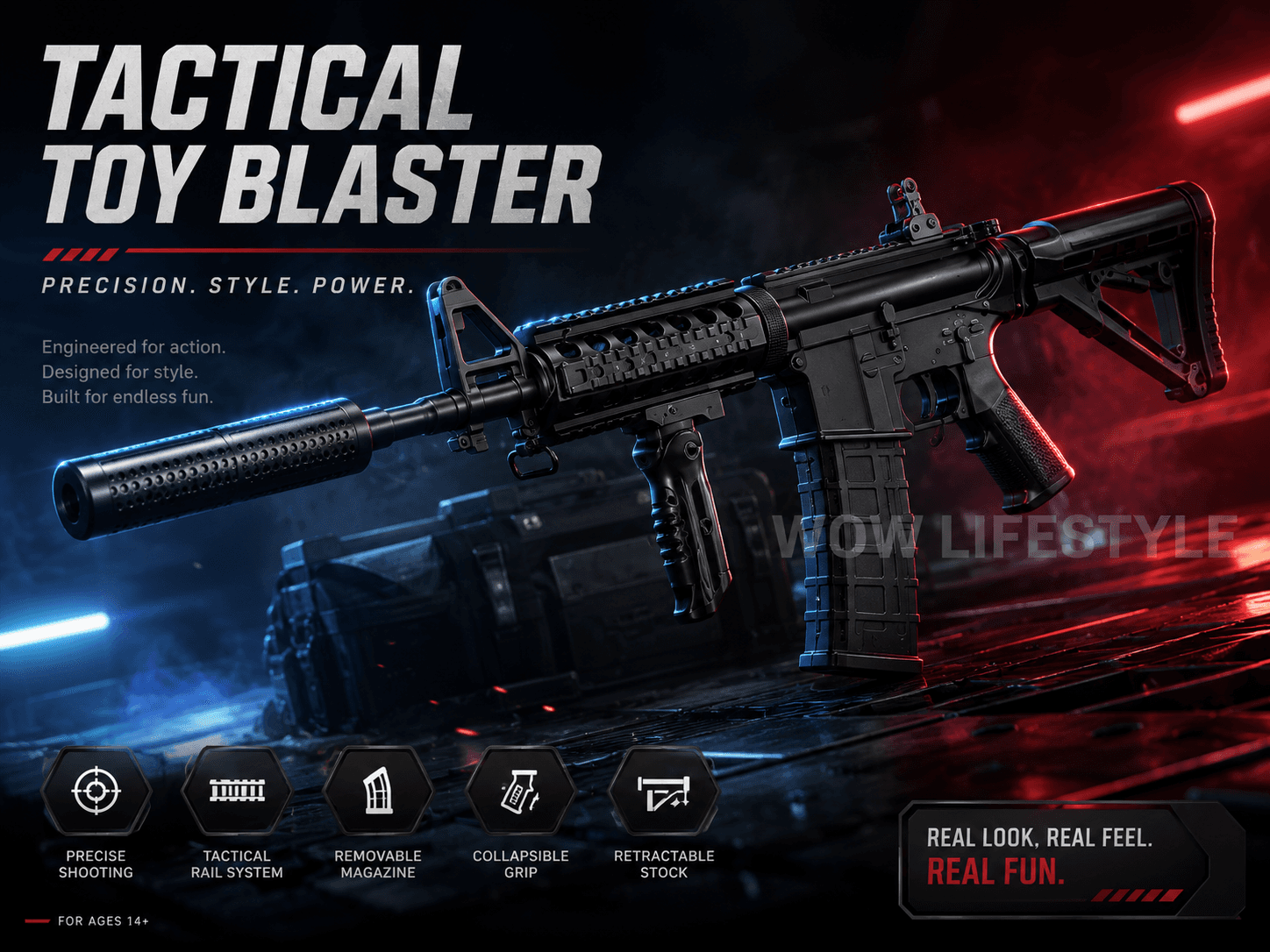 Tian Gong XS-1801 M4A1 Electric Full-Size Gel Blaster with Suppressor — 87 cm, Foregrip, 14+ — view 6